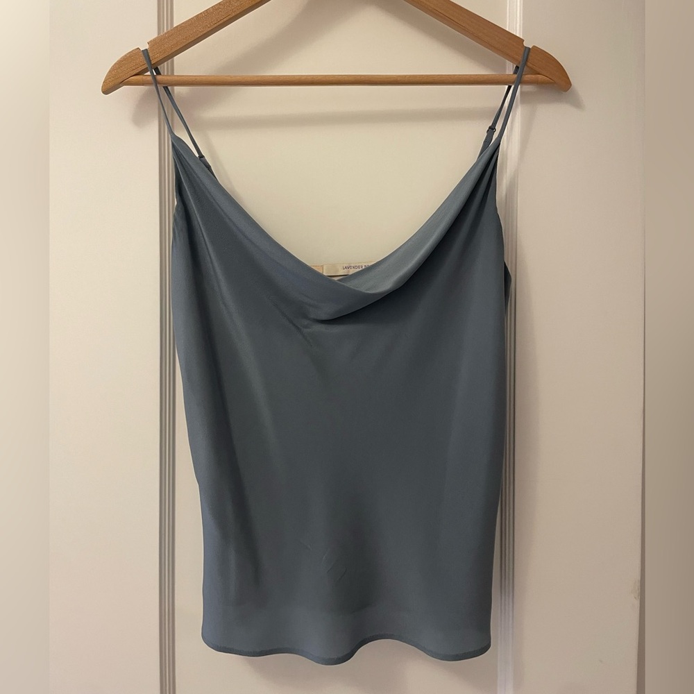 Lavender Brown Cowl Neck Satin Camisole - Dusty Blue